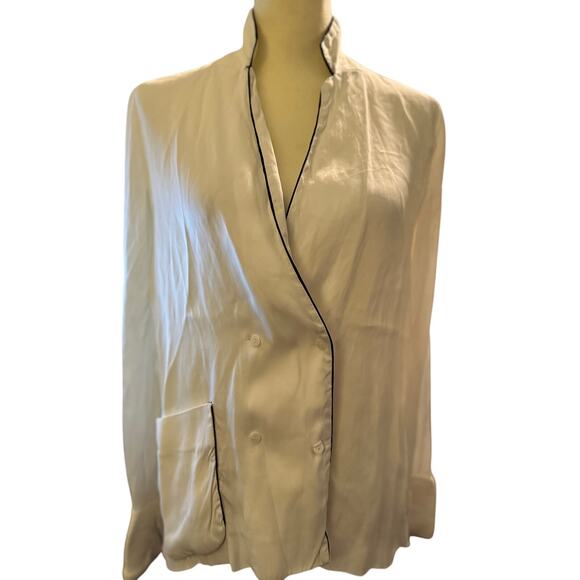 Zara Trafaluc Collection Double Breasted White Silk Blazer, Size Medium - Picture 1 of 6